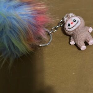 Colorful Pom Pom Keychain with Cute Character